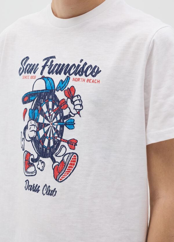 Ovs T-shirt In Cotone Con Stampa "San Francisco Darts Club"