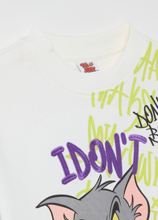 Ovs T-shirt In Cotone Con Stampa Tom E Ricamo "I Don't Think So"