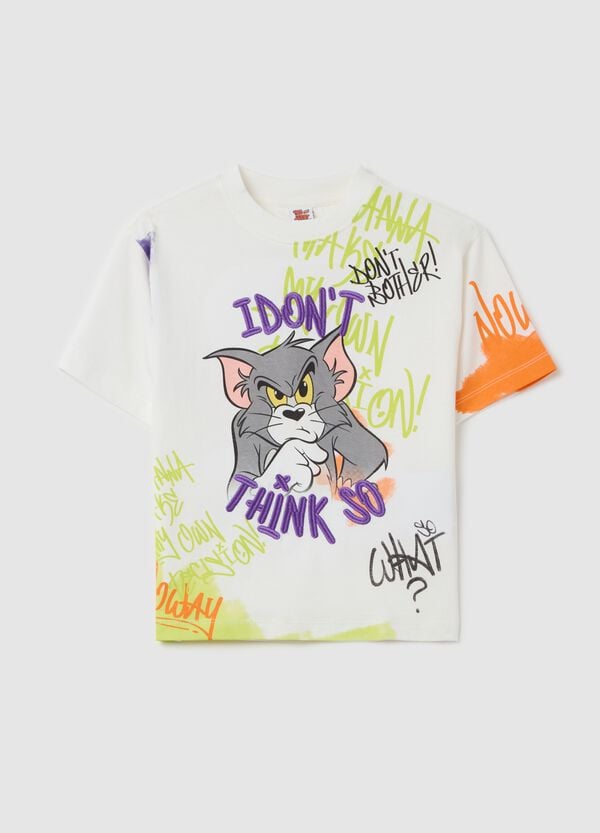 Ovs T-shirt in cotone con stampa Tom e ricamo "I don't think so"