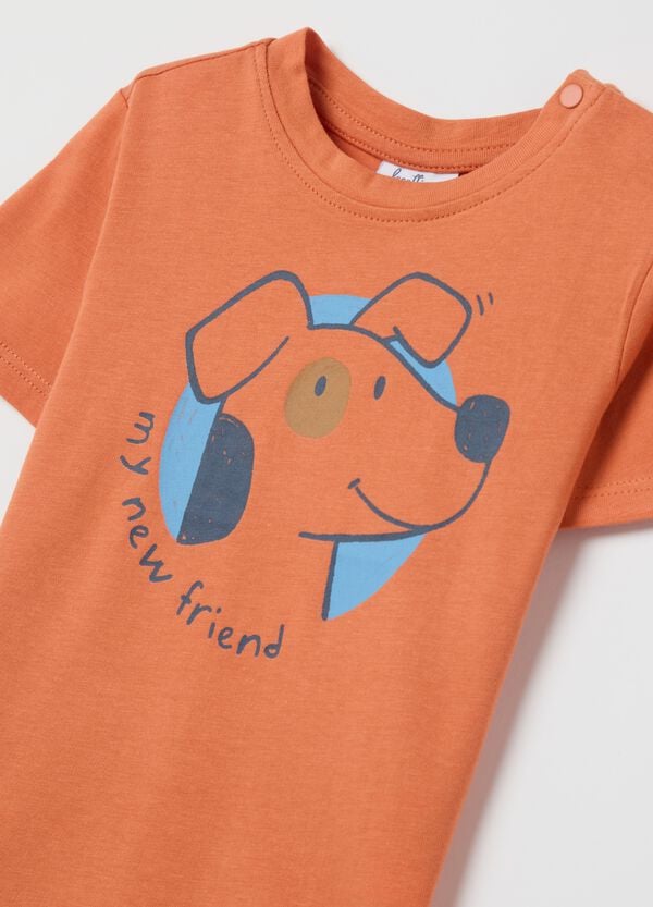 Ovs T-shirt In Cotone Stampa Cagnolino "My New Friend"
