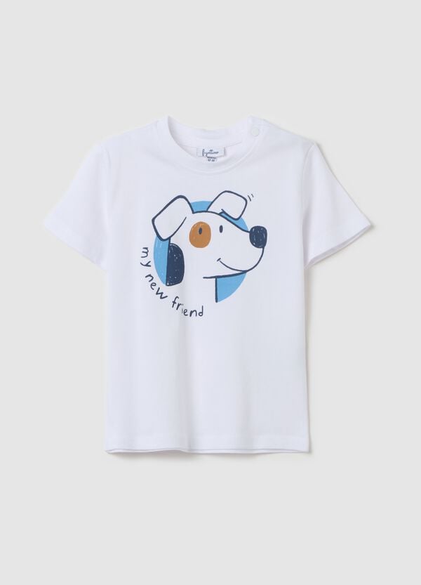 Ovs T-shirt in cotone stampa cagnolino "My new friend"