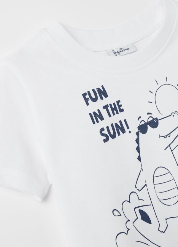 Ovs T-shirt In Cotone Stampa Coccodrillo "Fun In The Sun "