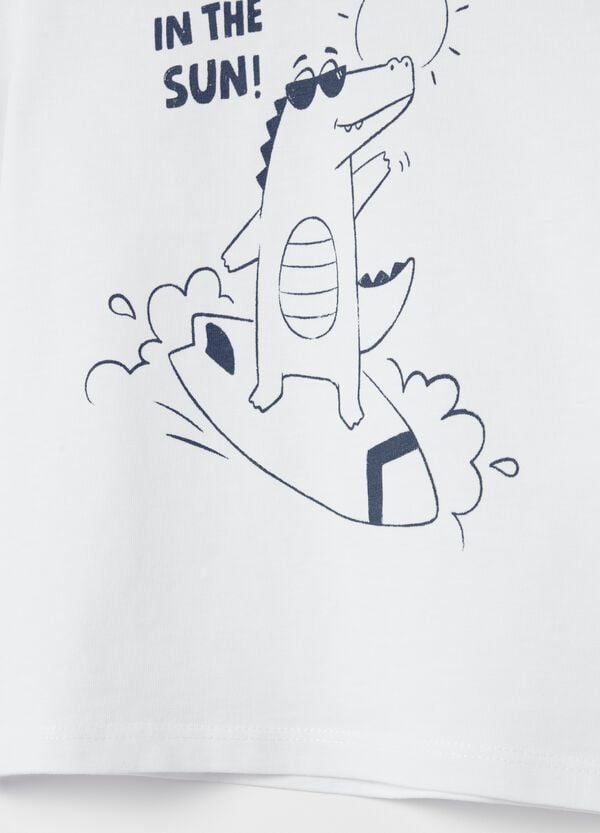 Ovs T-shirt In Cotone Stampa Coccodrillo "Fun In The Sun "