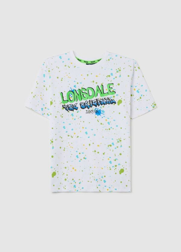 Ovs T-shirt in cotone stampa macchie di vernice e logo