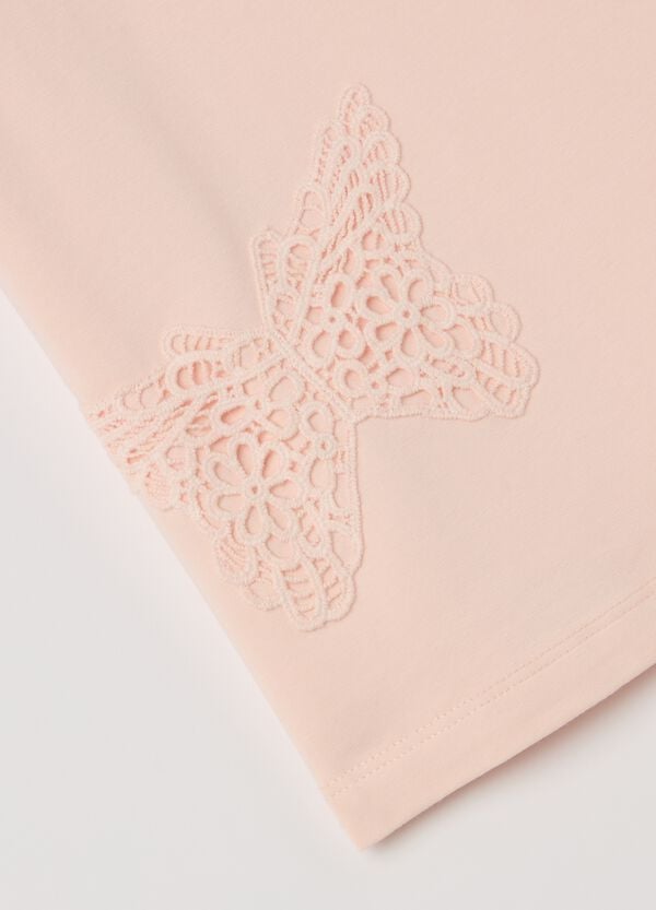Ovs T-shirt In Cotone Stretch Con Farfalle Sangallo