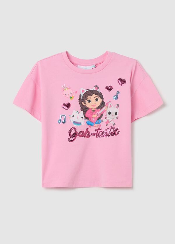 Ovs T-shirt in cotone stretch con paillettes e stampa Gabby