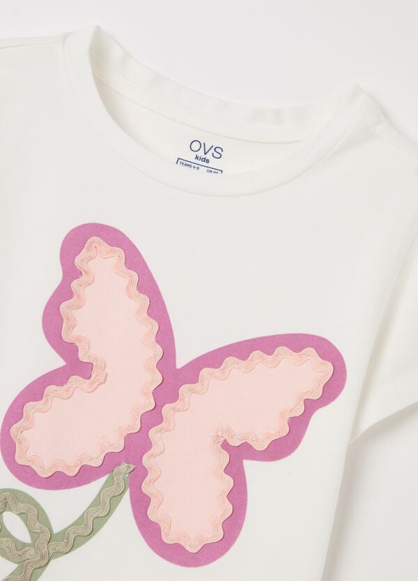 Ovs T-shirt In Cotone Stretch Con Stampa Farfalla Fiore