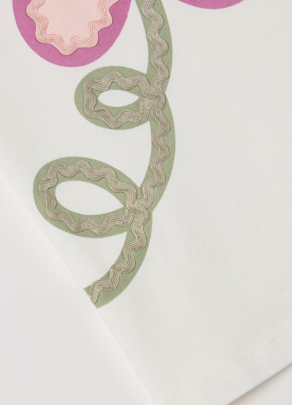 Ovs T-shirt In Cotone Stretch Con Stampa Farfalla Fiore