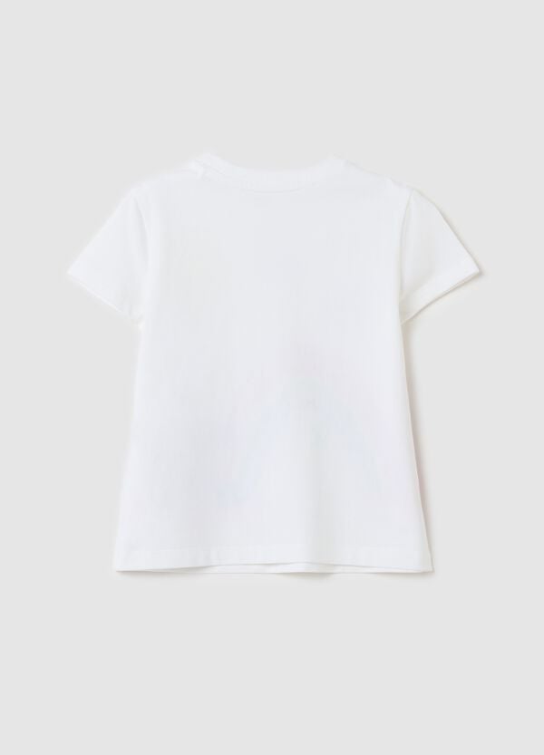 Ovs T-shirt In Cotone Stretch Con Stampa Stitch E Strass