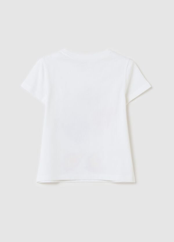 Ovs T-shirt In Cotone Stretch Con Strass E Stampa Paperina