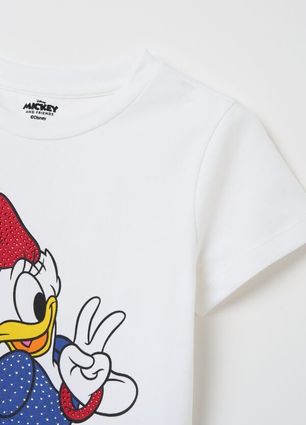 Ovs T-shirt In Cotone Stretch Con Strass E Stampa Paperina