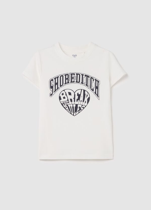 Ovs T-shirt In Cotone Stretch Stampa "Shoreditch" E Cuore