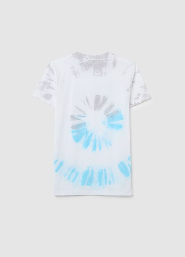 Ovs T-shirt In Cotone Tie Dye Con Stampa Nirvana Bianco