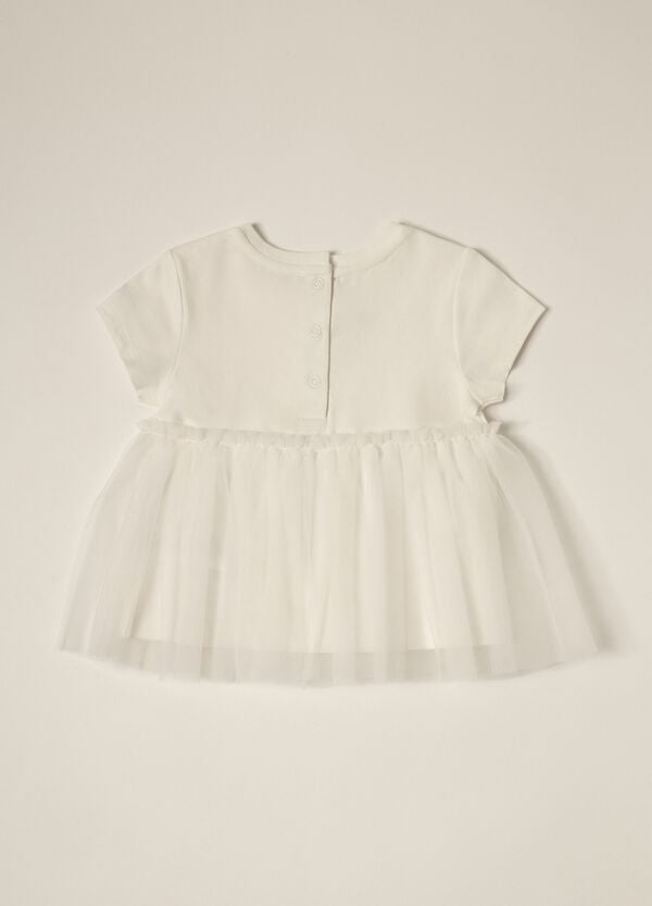 Ovs T-shirt In Jersey Stretch Con Tulle IANA Neonata
