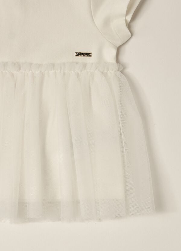 Ovs T-shirt In Jersey Stretch Con Tulle IANA Neonata