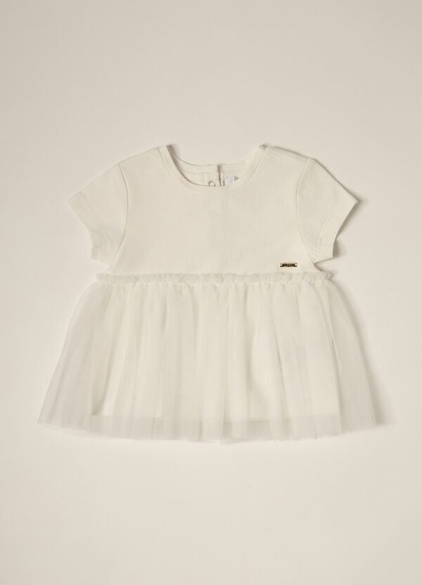 Ovs T-shirt in jersey stretch con tulle IANA neonata