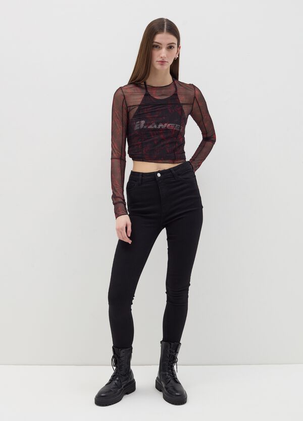 Ovs T-shirt In Mesh Con Stampa Rose B.ANGEL X MARE FUORI