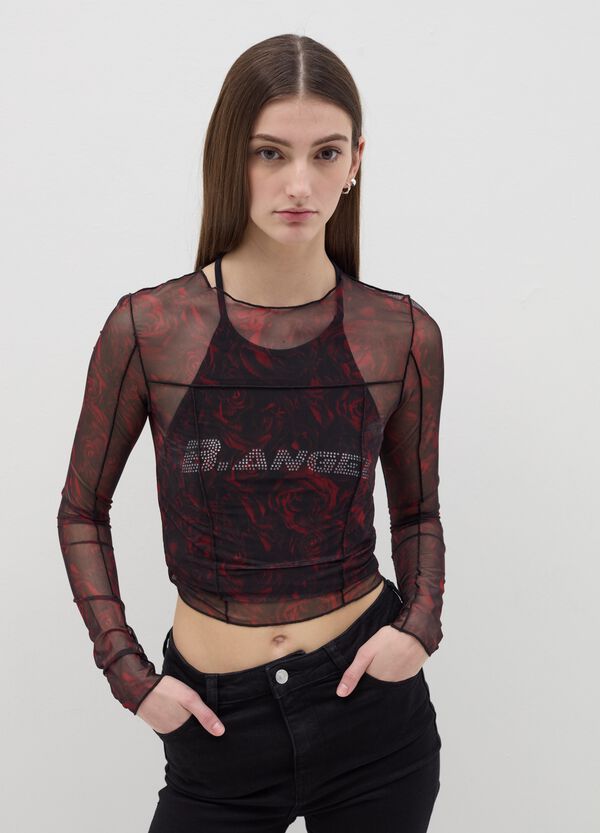 Ovs T-shirt in mesh con stampa rose B.ANGEL X MARE FUORI