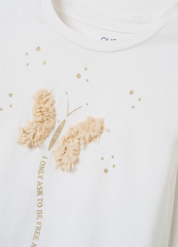 Ovs T-shirt Maniche Lunghe Con Applicazione Farfalla