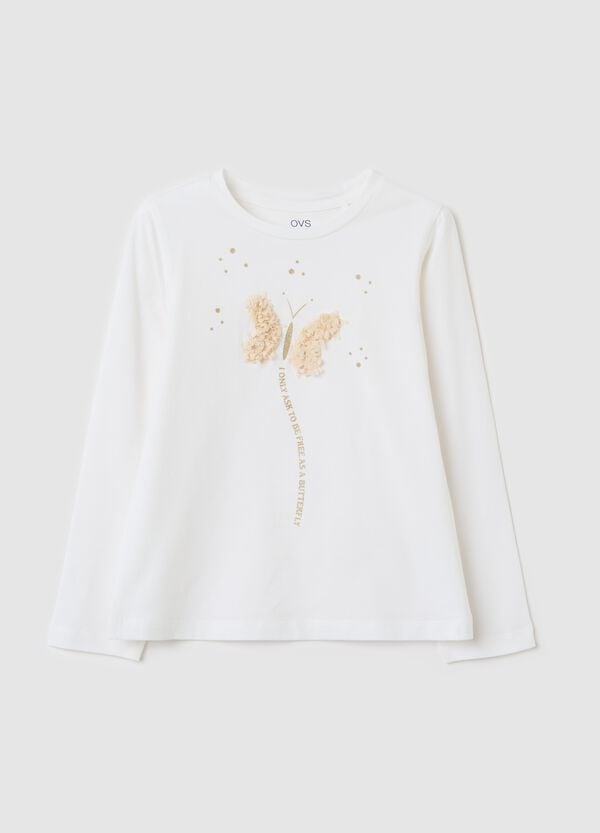 Ovs T-shirt maniche lunghe con applicazione farfalla