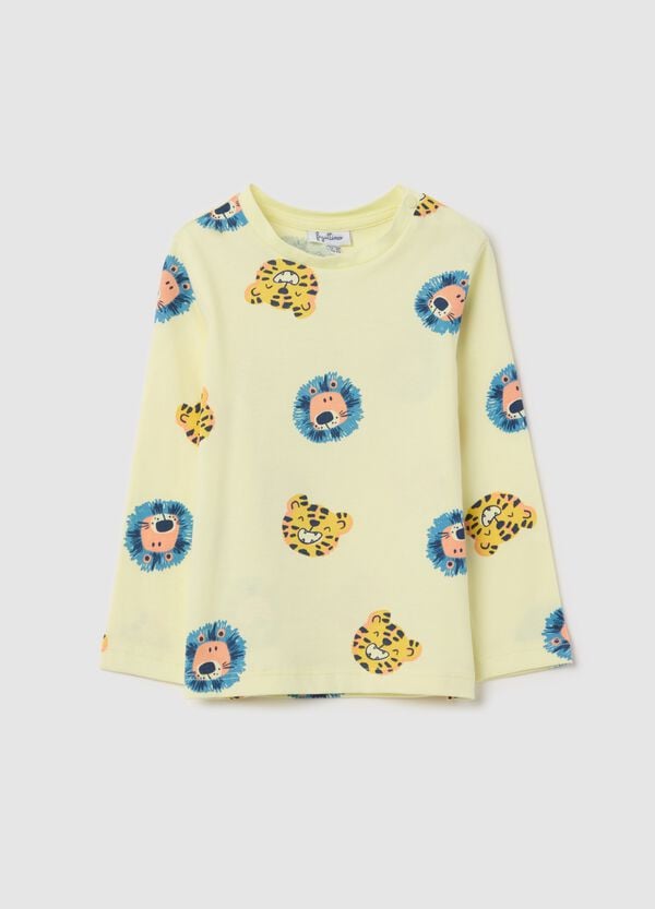 Ovs T-shirt maniche lunghe con stampa animali della savana