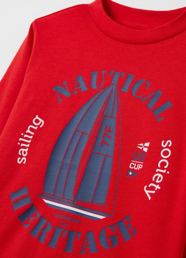 Ovs T-shirt Maniche Lunghe In Cotone "Nautical Heritage"