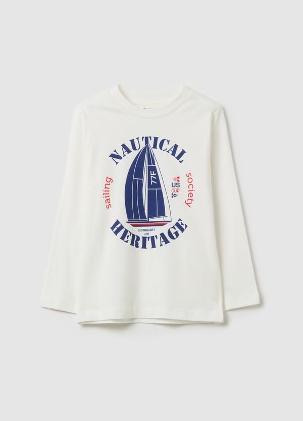 Ovs T-shirt maniche lunghe in cotone "Nautical Heritage"