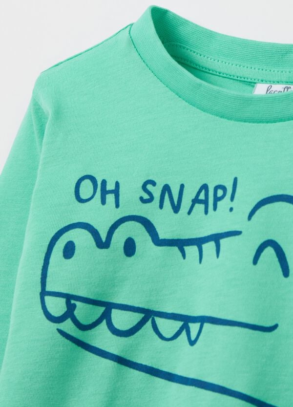 Ovs T-shirt Maniche Lunghe In Cotone Stampa Coccodrillo