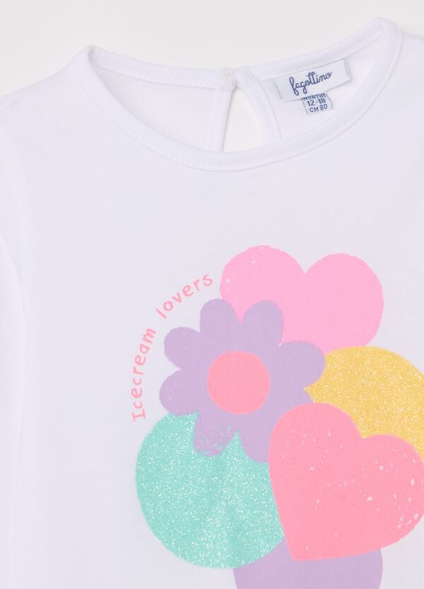 Ovs T-shirt Maniche Lunghe Stampa Glitterata Gelato