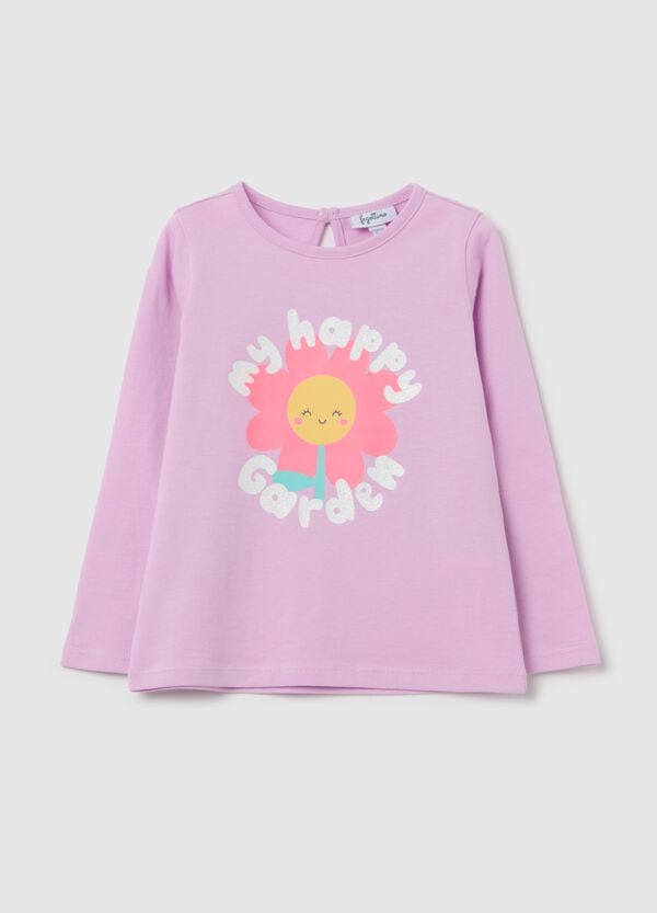 Ovs T-shirt maniche lunghe stampa glitterata gelato
