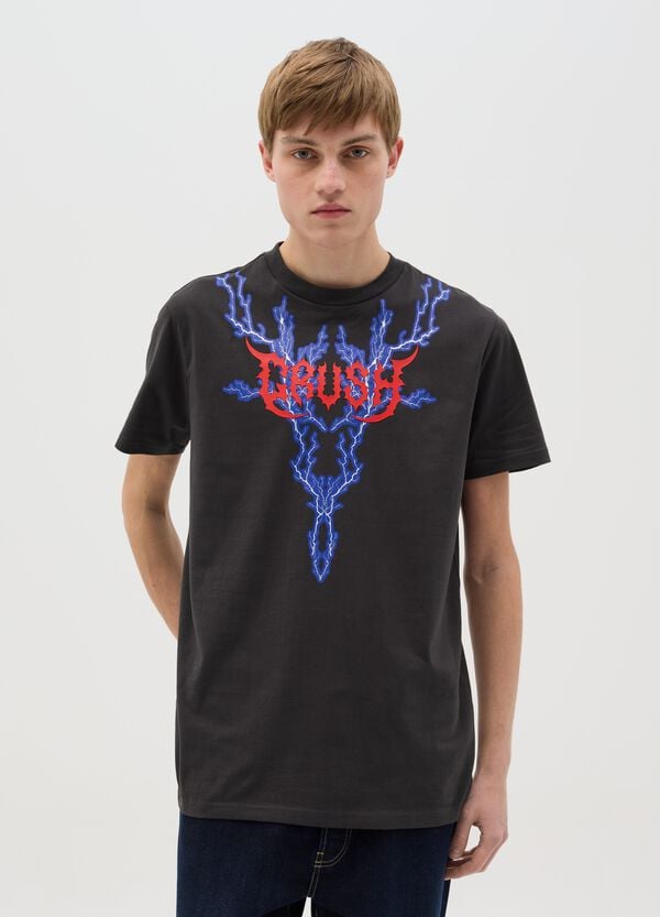 Ovs T-shirt nera a maniche corte con stampa fulmini