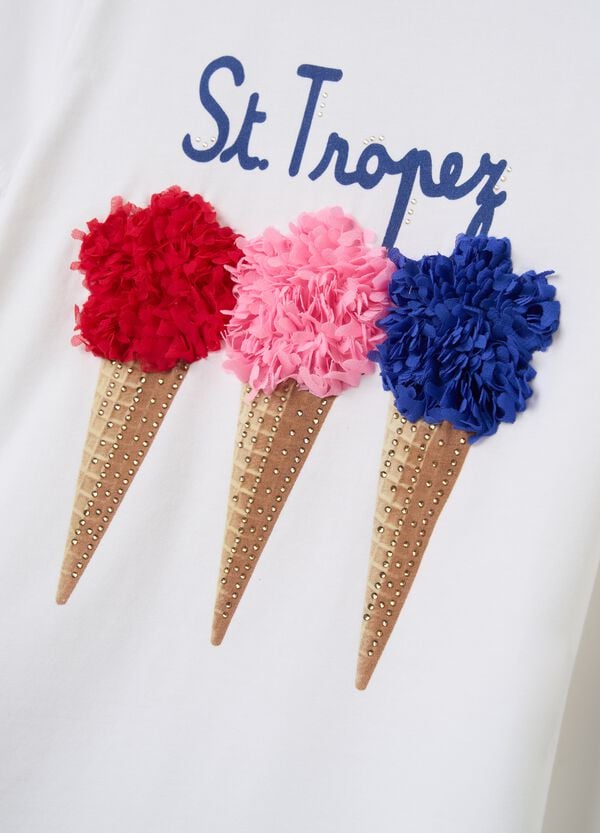 Ovs T-shirt "St. Tropez" Con Stampa Gelati E Applicazioni