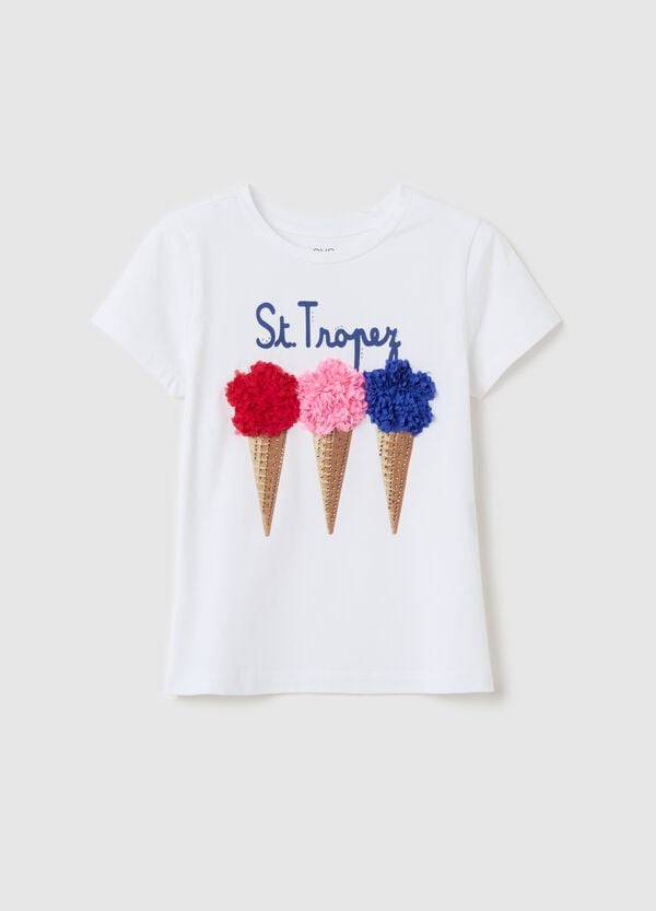 Ovs T-shirt "St. Tropez" con stampa gelati e applicazioni