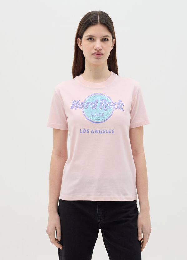 Ovs T-shirt Stampa Hard Rock Cafè Los Angeles Con Strass