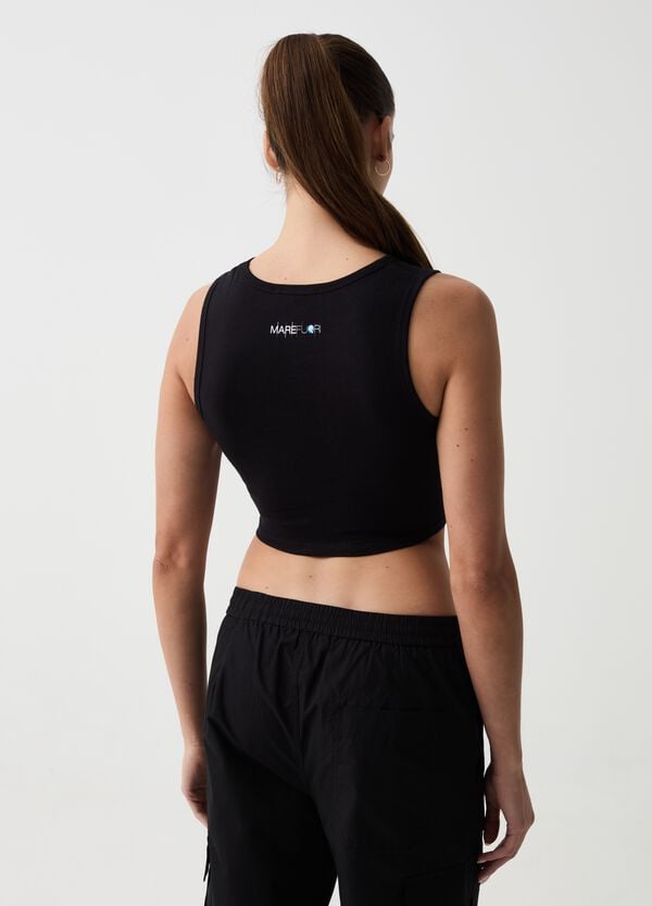 Ovs Tank Top Cropped Con Stampa B.ANGEL X MARE FUORI