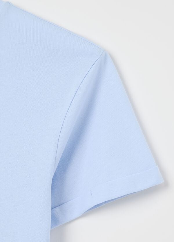 Ovs Top Pigiama In Cotone Azzurro Con Ricamo Lettering