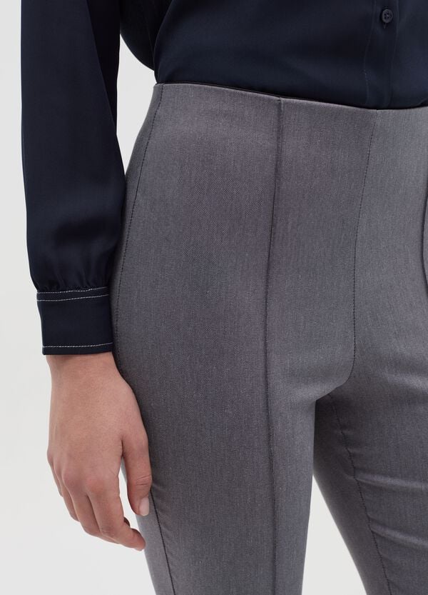 Ovs Treggings Grigio Mélange Con Cuciture In Rilievo