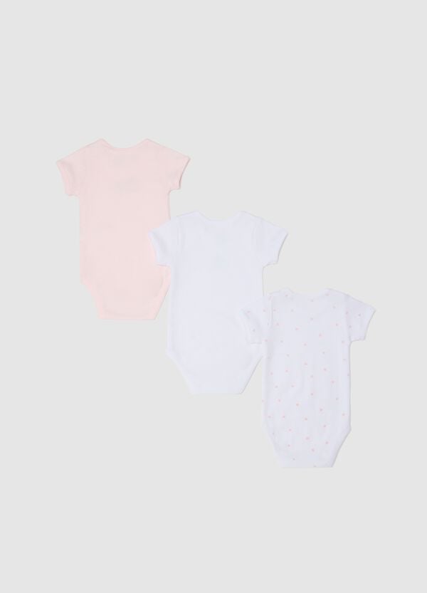 Ovs Tripack Body Bianchi E Rosa In Cotone Bio Con Stampa