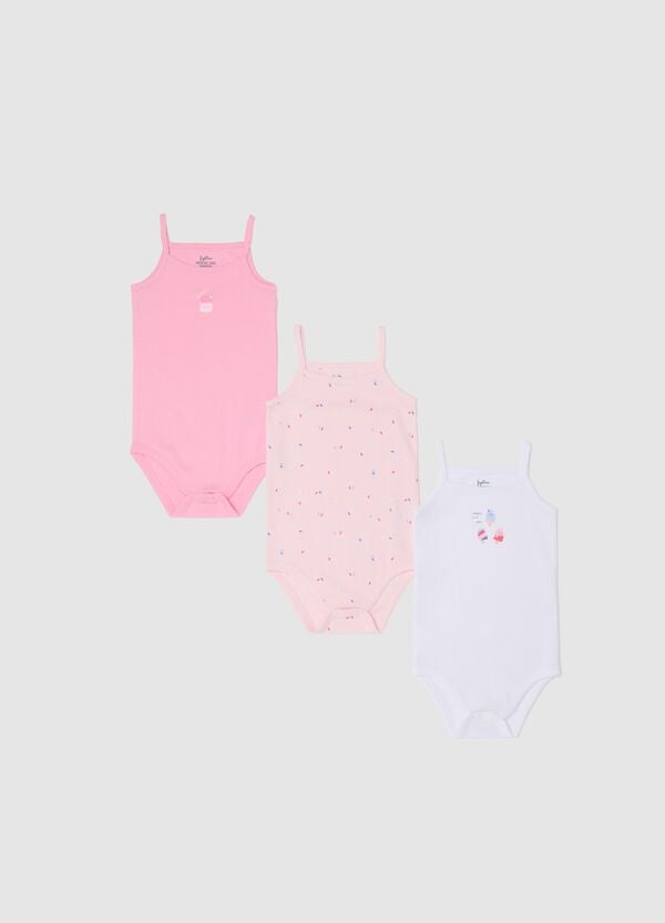 Ovs Tripack body bianco e rosa in cotone bio con stampa
