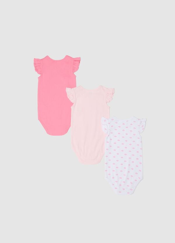 Ovs Tripack Body In Cotone Bio Maniche Ad Aletta Rosa Bianco