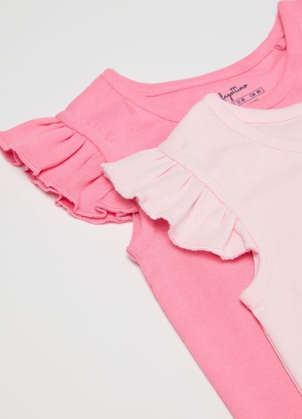 Ovs Tripack Body In Cotone Bio Maniche Ad Aletta Rosa Bianco