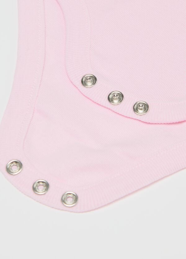 Ovs Tripack Body Smanicati In Cotone Bio Con Stampa Bianco Rosa