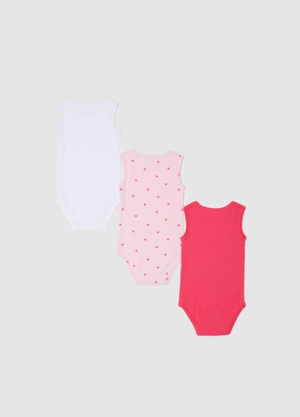 Ovs Tripack Body Smanicati In Cotone Bio Con Stampa