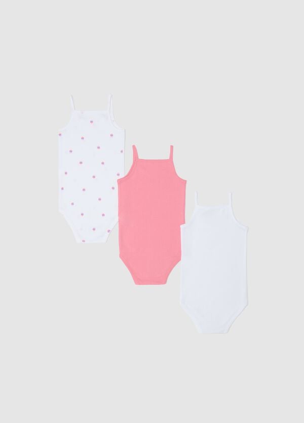 Ovs Tripack Body Smanicati In Cotone Bio Con Stampa Rosa Bianco