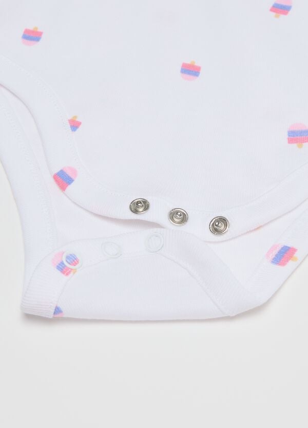 Ovs Tripack Body Smanicati In Cotone Bio Con Stampa Rosa Bianco