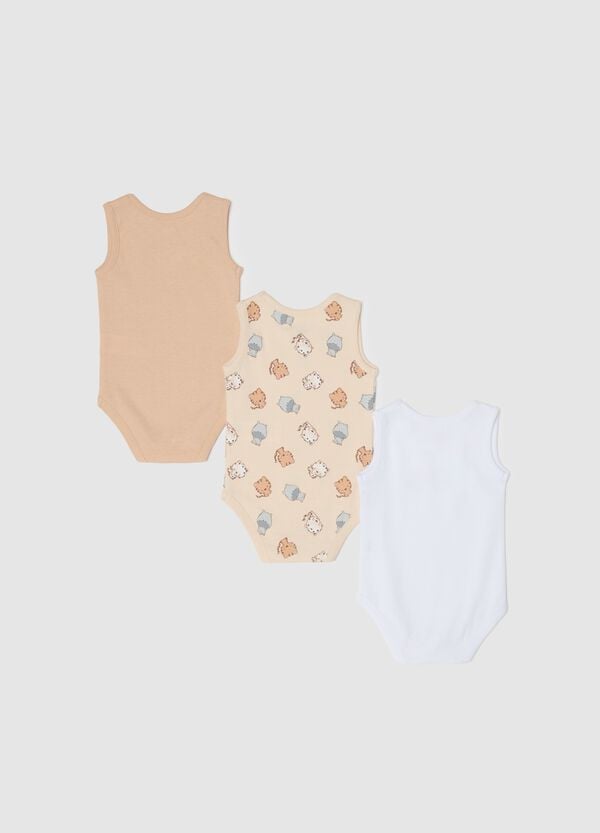 Ovs Tripack body smanicati in cotone bio con stampa