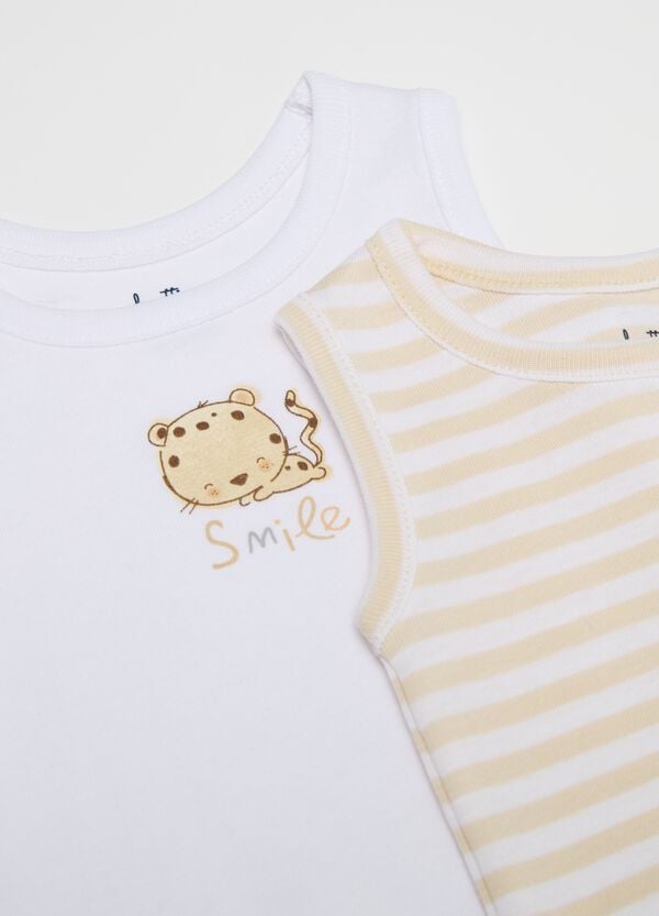 Ovs Tripack Body Smanicati In Cotone Bio Righe E Stampa