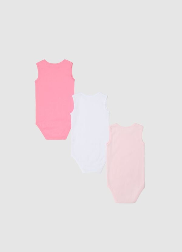 Ovs Tripack Body Smanicati In Cotone Bio Rosa Bianco