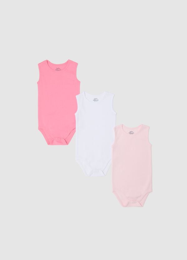 Ovs Tripack body smanicati in cotone bio rosa bianco