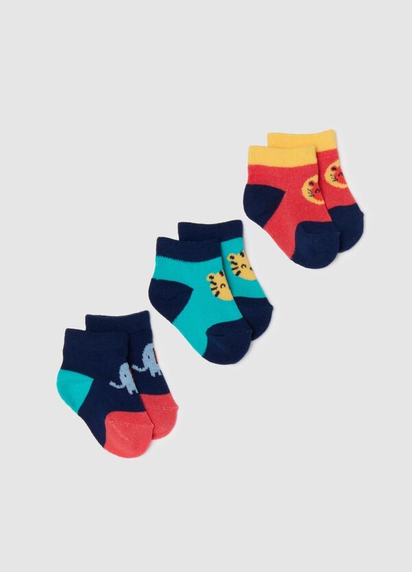 Ovs Tripack calze color block disegno animali della savana